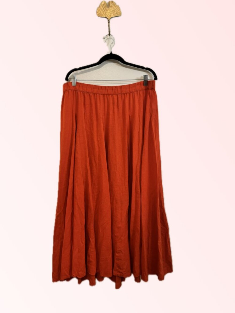 Universal Thread Orange Linen Blend A-Line Maxi Skirt XXL Pull On